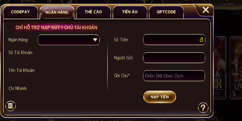 Cách nạp tiền V8 Club thông qua ngân hàng