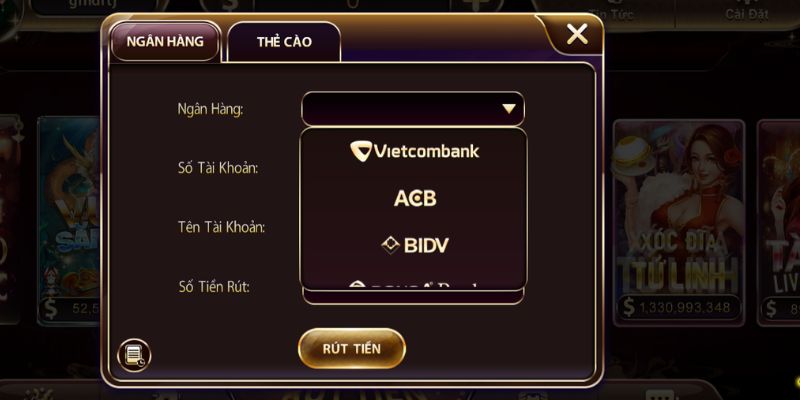 Quy trình giao dịch rút thưởng từ V8 Club về ngân hàng